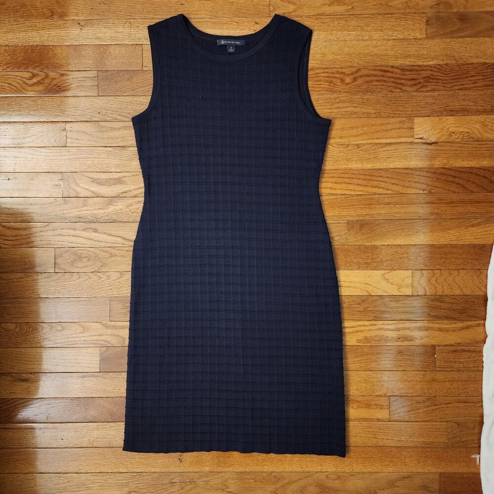 Brooks Brothers Black Knee Length Knit Textured Dress